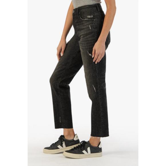 NEW KUT FROM THE KLOTH rachael high rise fab ab mom jean in distinguish wash - Picture 2 of 3